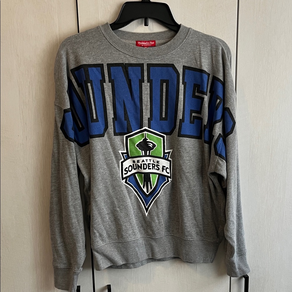Gray and Blue Sounders Crewneck Sweater